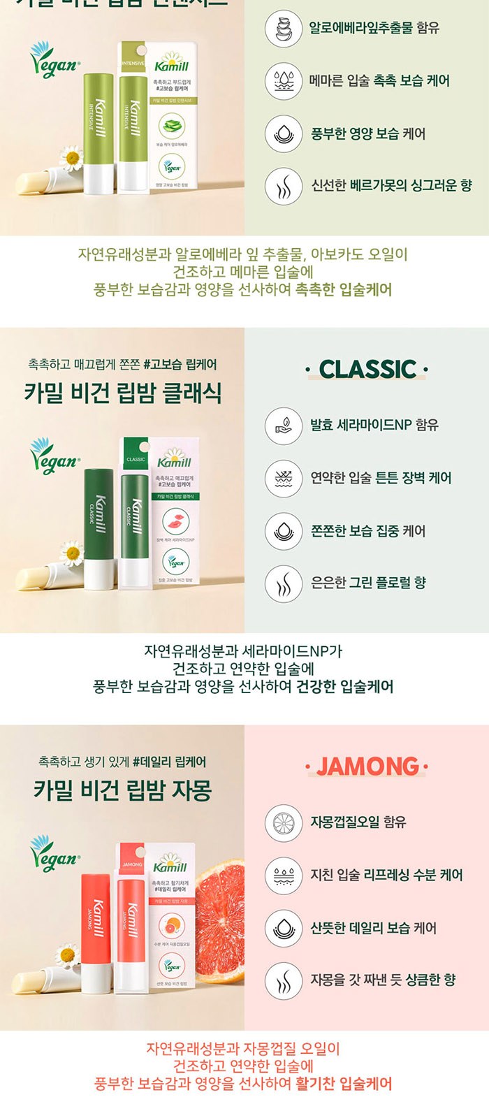 휴대 여행용 카밀 립밤 덴티스테 가글 스프레이 세트 상세 이미지