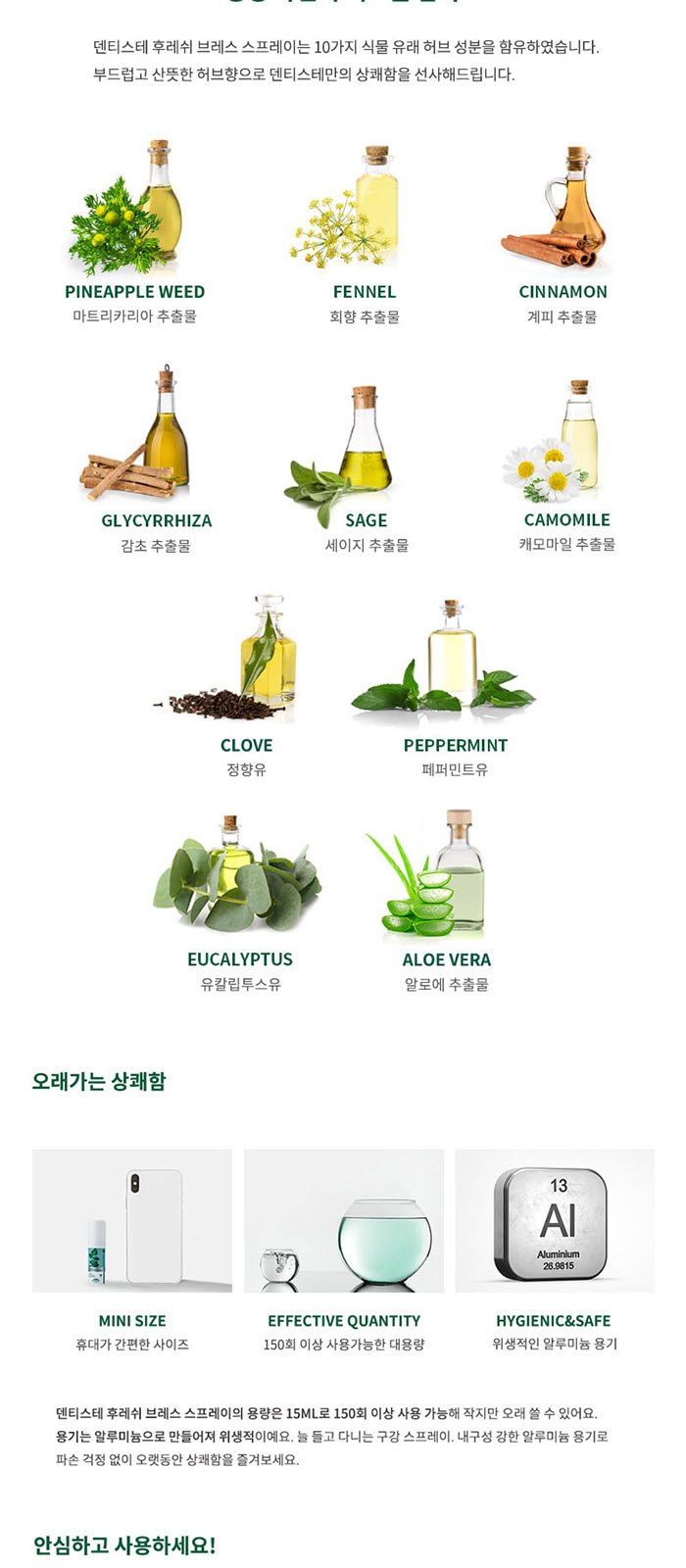 휴대 여행용 덴티스테 치약 칫솔 가글 스프레이 세트 상세 이미지